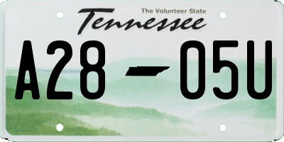 TN license plate A2805U