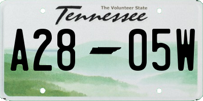 TN license plate A2805W