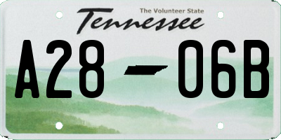 TN license plate A2806B