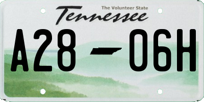 TN license plate A2806H