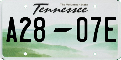 TN license plate A2807E