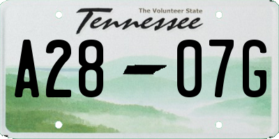 TN license plate A2807G