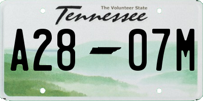 TN license plate A2807M