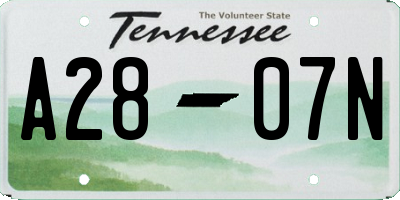 TN license plate A2807N