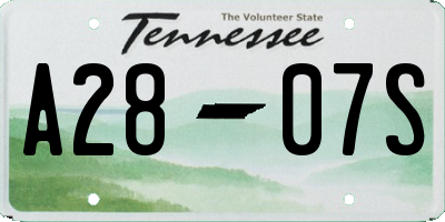 TN license plate A2807S
