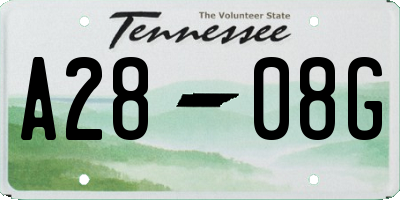 TN license plate A2808G