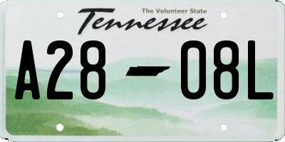 TN license plate A2808L