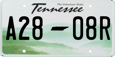 TN license plate A2808R