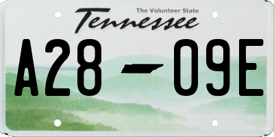 TN license plate A2809E