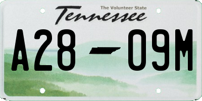 TN license plate A2809M