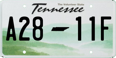 TN license plate A2811F