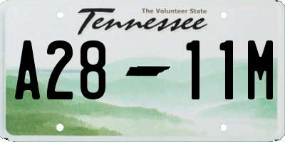 TN license plate A2811M
