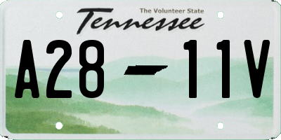 TN license plate A2811V