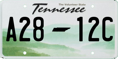 TN license plate A2812C