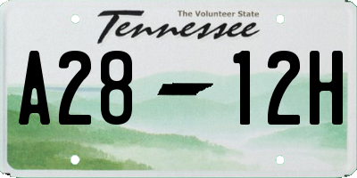 TN license plate A2812H