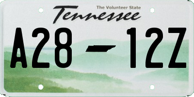 TN license plate A2812Z