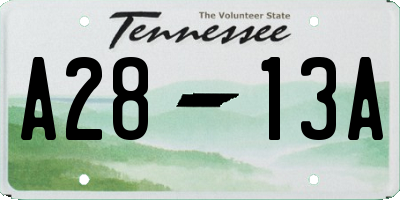 TN license plate A2813A