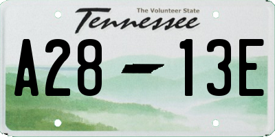 TN license plate A2813E