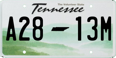TN license plate A2813M