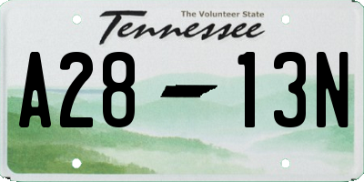 TN license plate A2813N