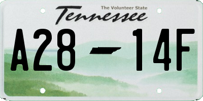 TN license plate A2814F