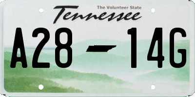 TN license plate A2814G