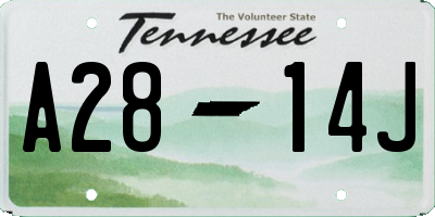 TN license plate A2814J