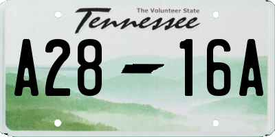 TN license plate A2816A
