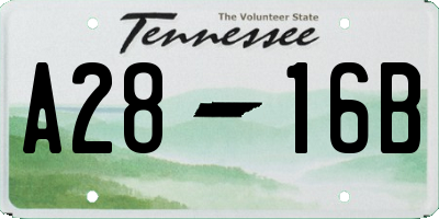 TN license plate A2816B