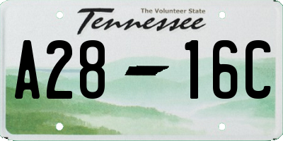 TN license plate A2816C