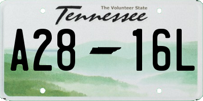 TN license plate A2816L