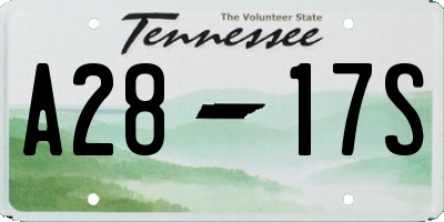 TN license plate A2817S
