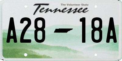 TN license plate A2818A