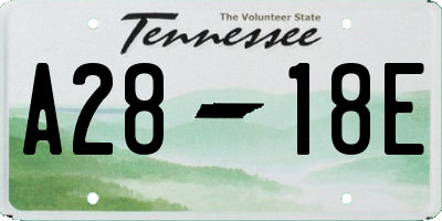 TN license plate A2818E