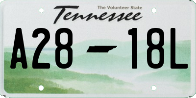 TN license plate A2818L