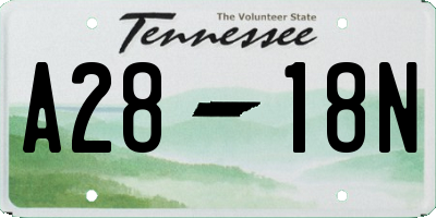 TN license plate A2818N