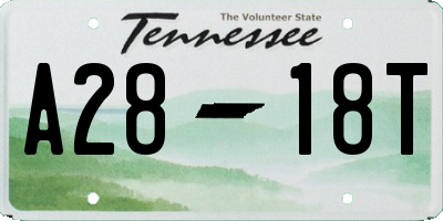 TN license plate A2818T