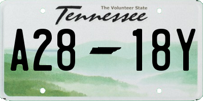 TN license plate A2818Y