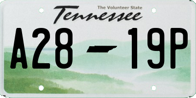 TN license plate A2819P