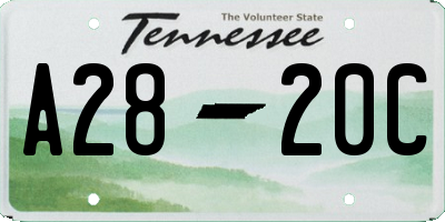 TN license plate A2820C