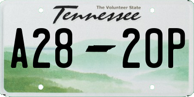 TN license plate A2820P