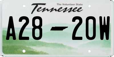 TN license plate A2820W