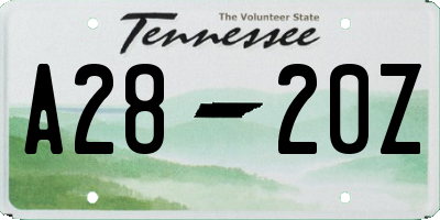 TN license plate A2820Z