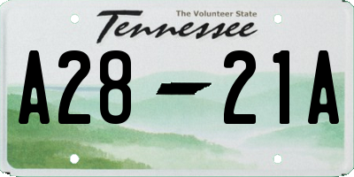 TN license plate A2821A