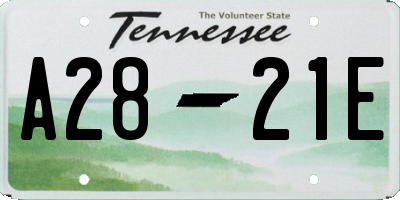 TN license plate A2821E