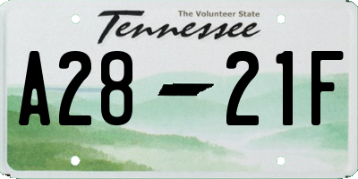 TN license plate A2821F