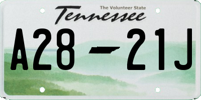 TN license plate A2821J