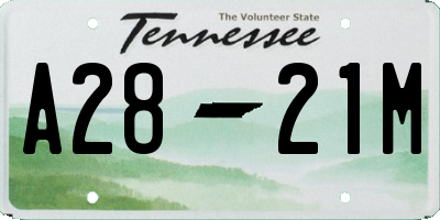 TN license plate A2821M