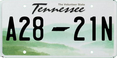 TN license plate A2821N