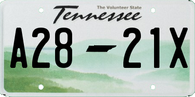 TN license plate A2821X